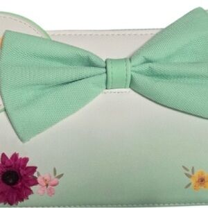 Loungefly Disney Mint Pressed Flowers Green Bow Floral Wallet NEW